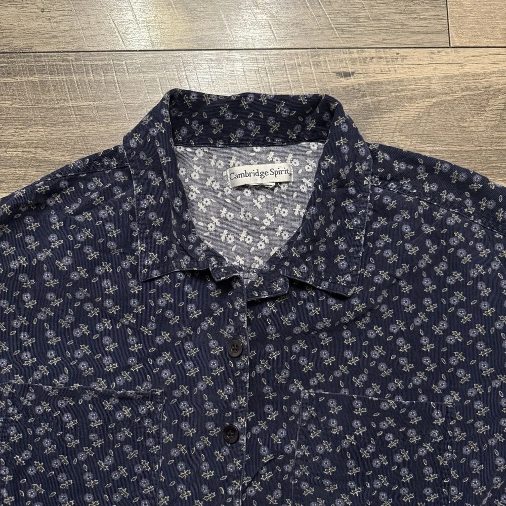 VTG 90s Cambridge Spirit Mens XL Cottage Floral Button Up Corduroy Flannel Shirt